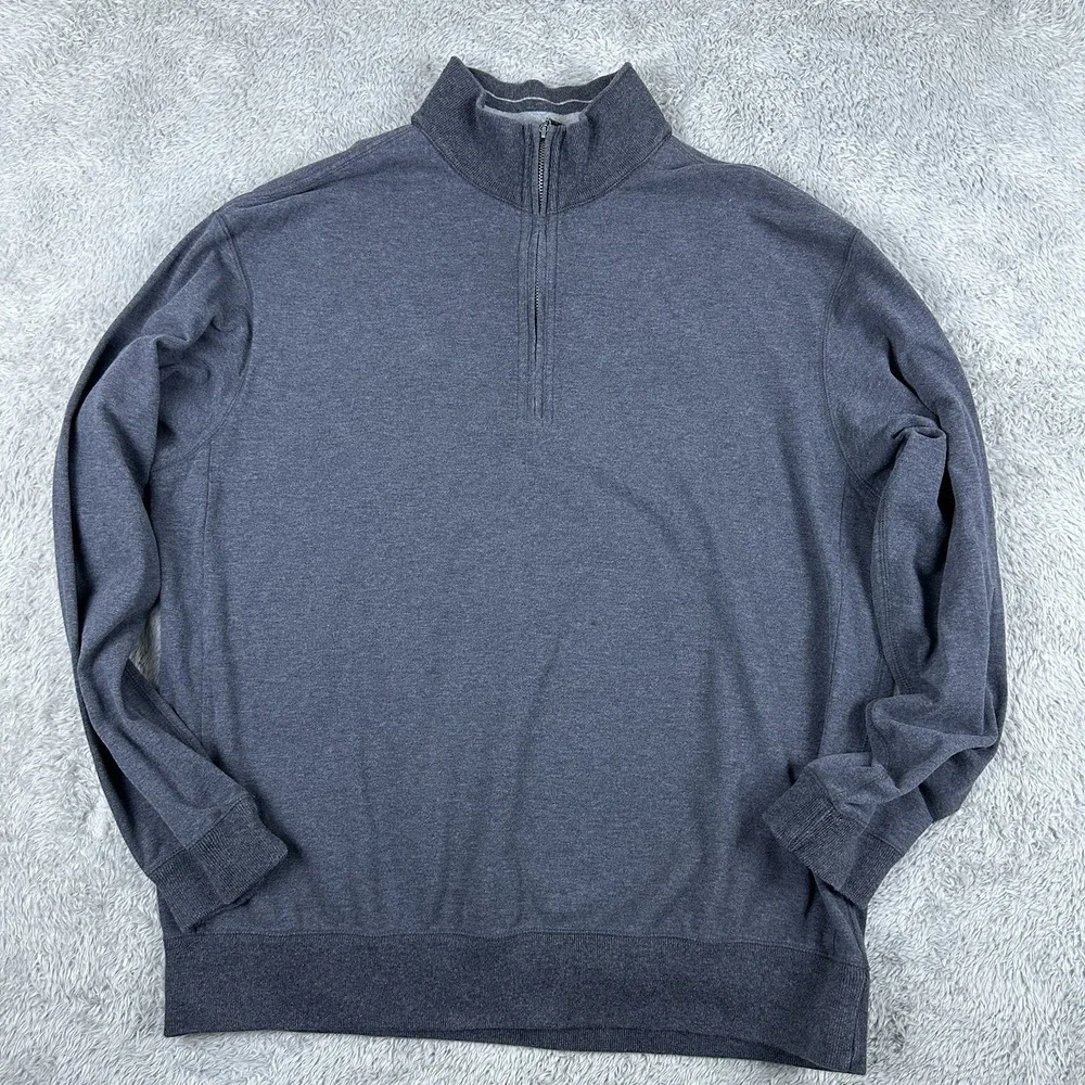 Tasso Elba Mens 1/4 Zip Pullover Charcoal Gray‎ 100% Cotton Large Smart Casual